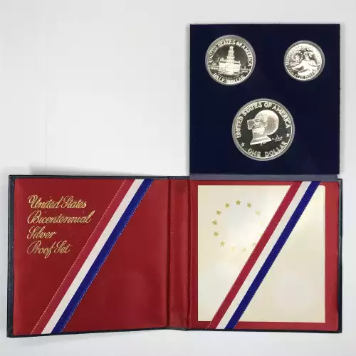 1976-S 3-Piece Silver Proof Set w COA - US Bicentennial Quarter, Half, Dollar