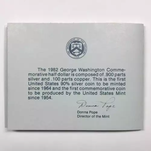 1982-D Silver George Washington 250th Ann. Uncirculated Half Dollar w Box & COA (5)