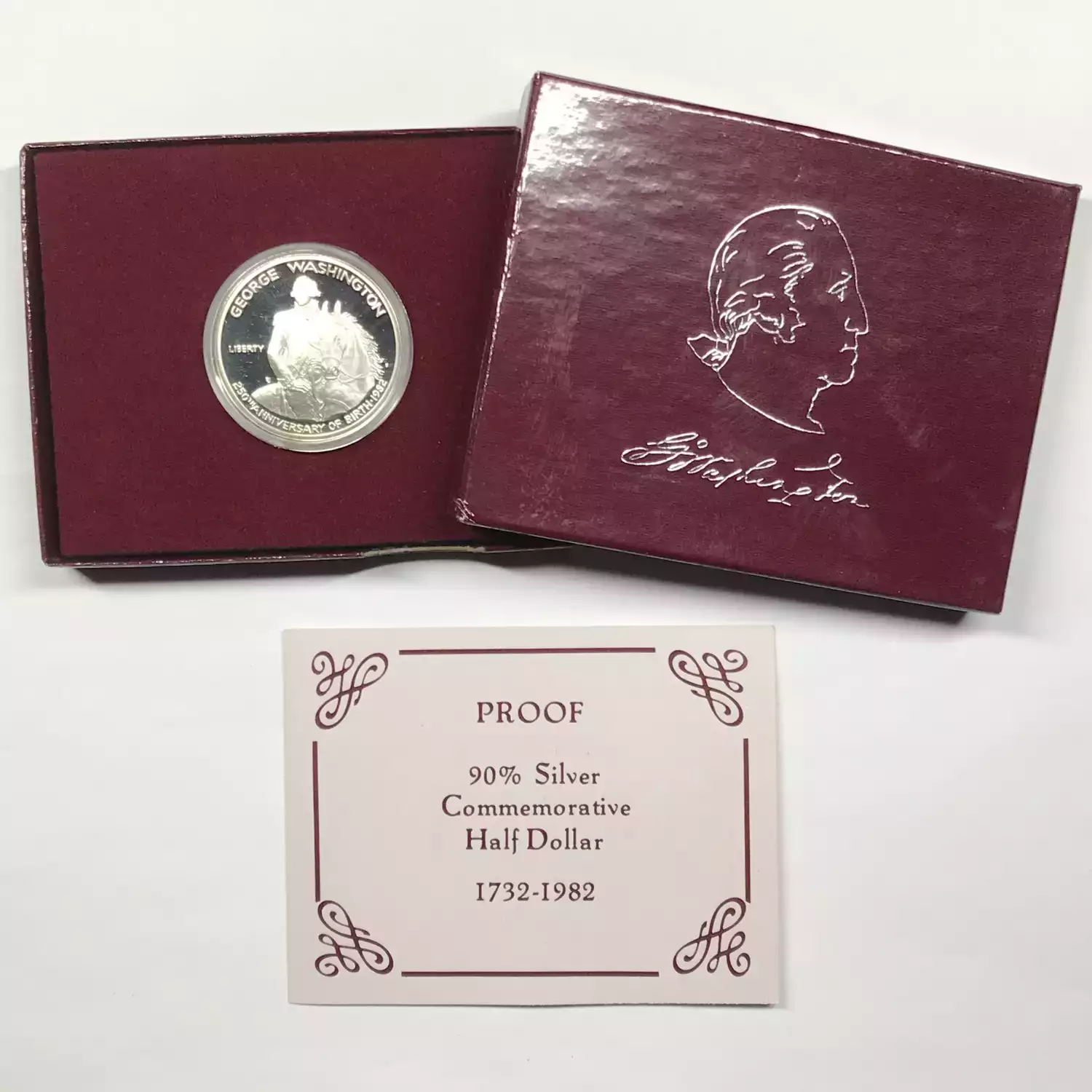 1982-S Silver George Washington 250th Anniversary Proof Half Dollar w Box & COA