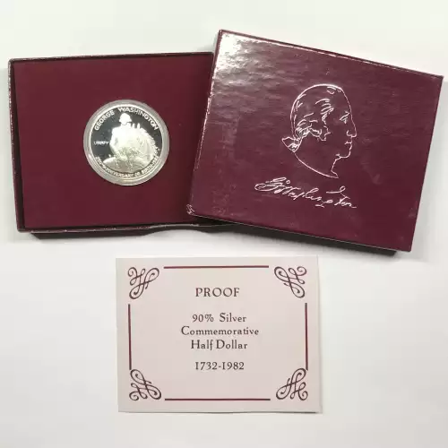 1982-S Silver George Washington 250th Anniversary Proof Half Dollar w Box & COA