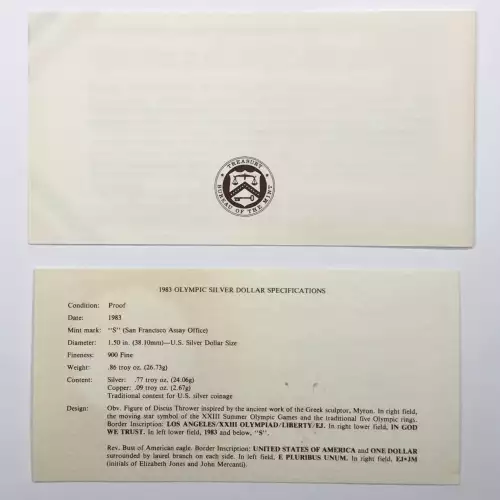 1983-S Los Angeles Olympic Proof Silver Dollar w US Mint OGP - Box & COA (5)