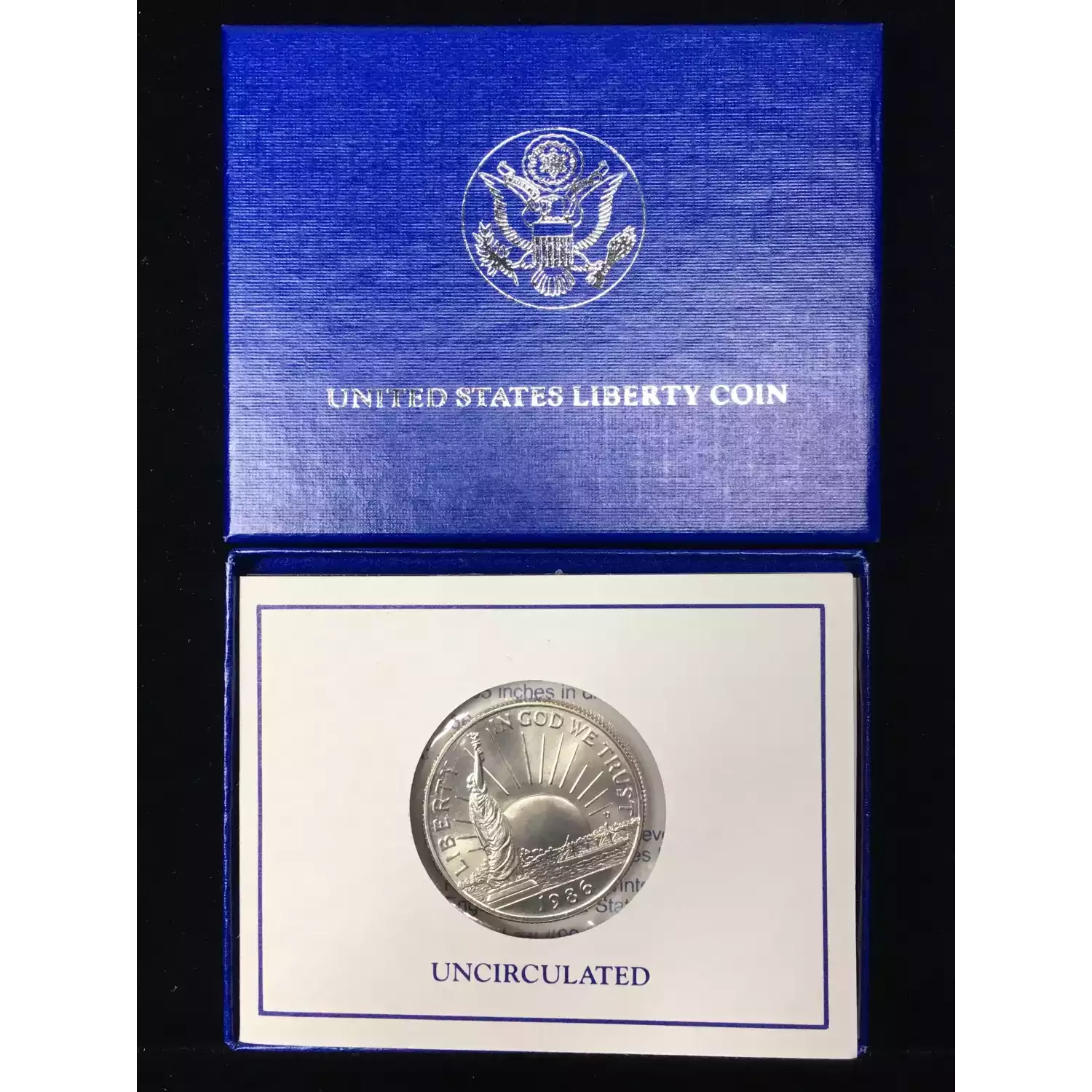 1986-D Statue of Liberty Uncirculated Clad Half Dollar w US Mint OGP - Box & COA (3)