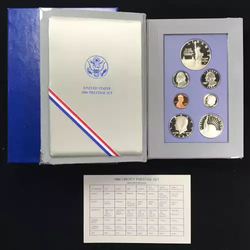 1986 Prestige Proof Set w US Mint OGP Box & COA