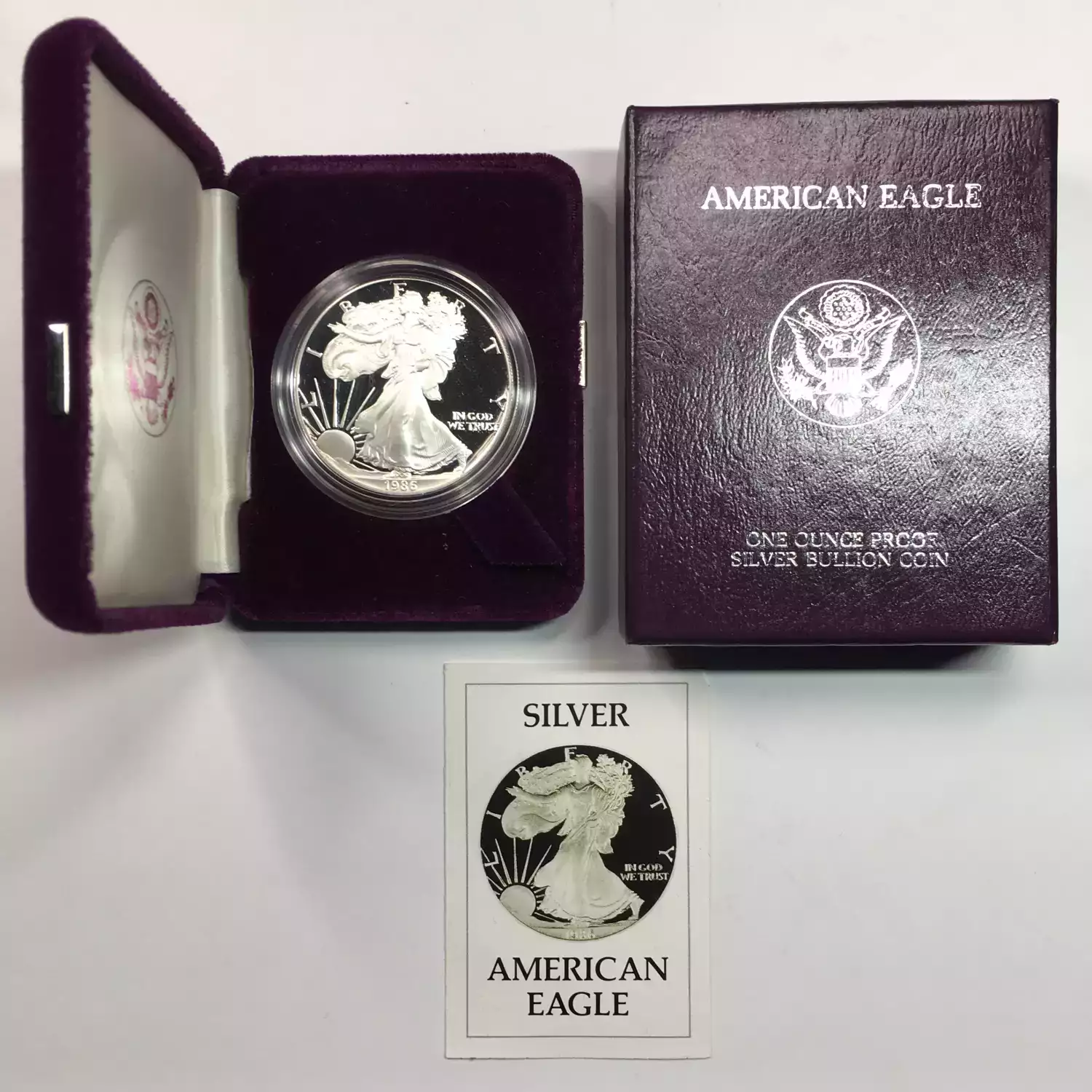 1986-S Proof Silver Eagle w OGP - Box & COA