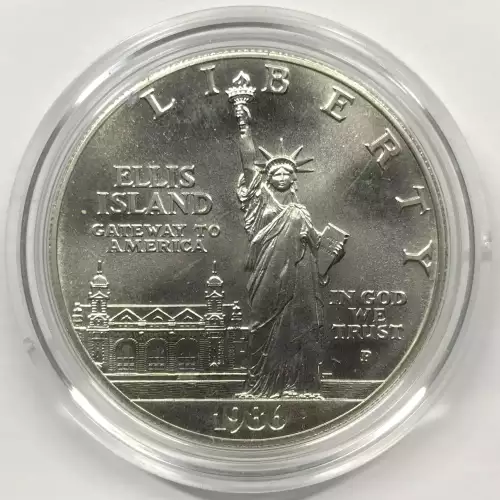 1986 Statue of Liberty - Two Coin Set - Uncirculated Silver Dollar, Clad Half Dollar - Box & COA