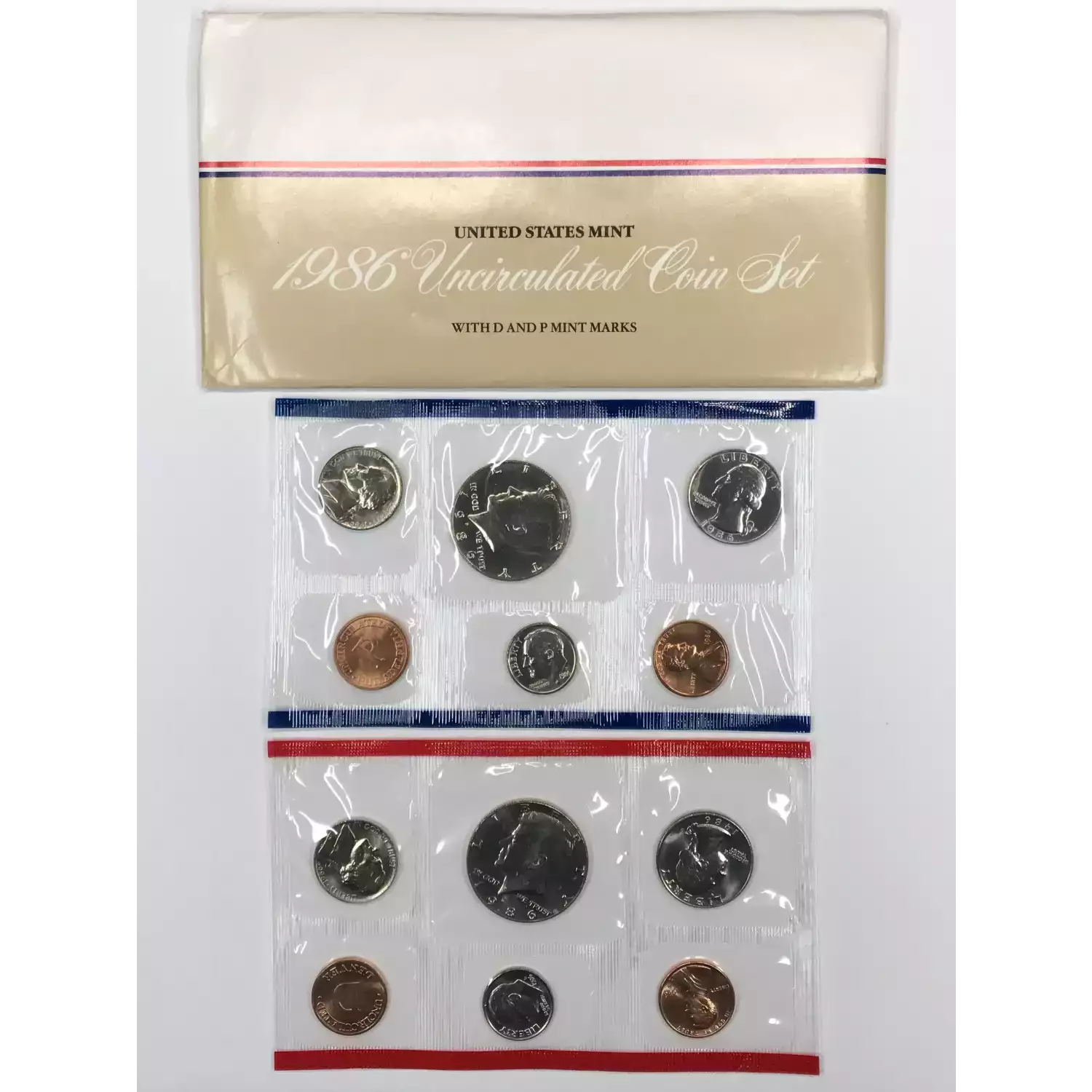 1986 US Mint Uncirculated Coin Set - P & D