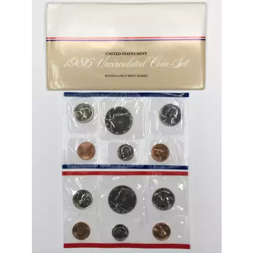 1986 US Mint Uncirculated Coin Set - P & D