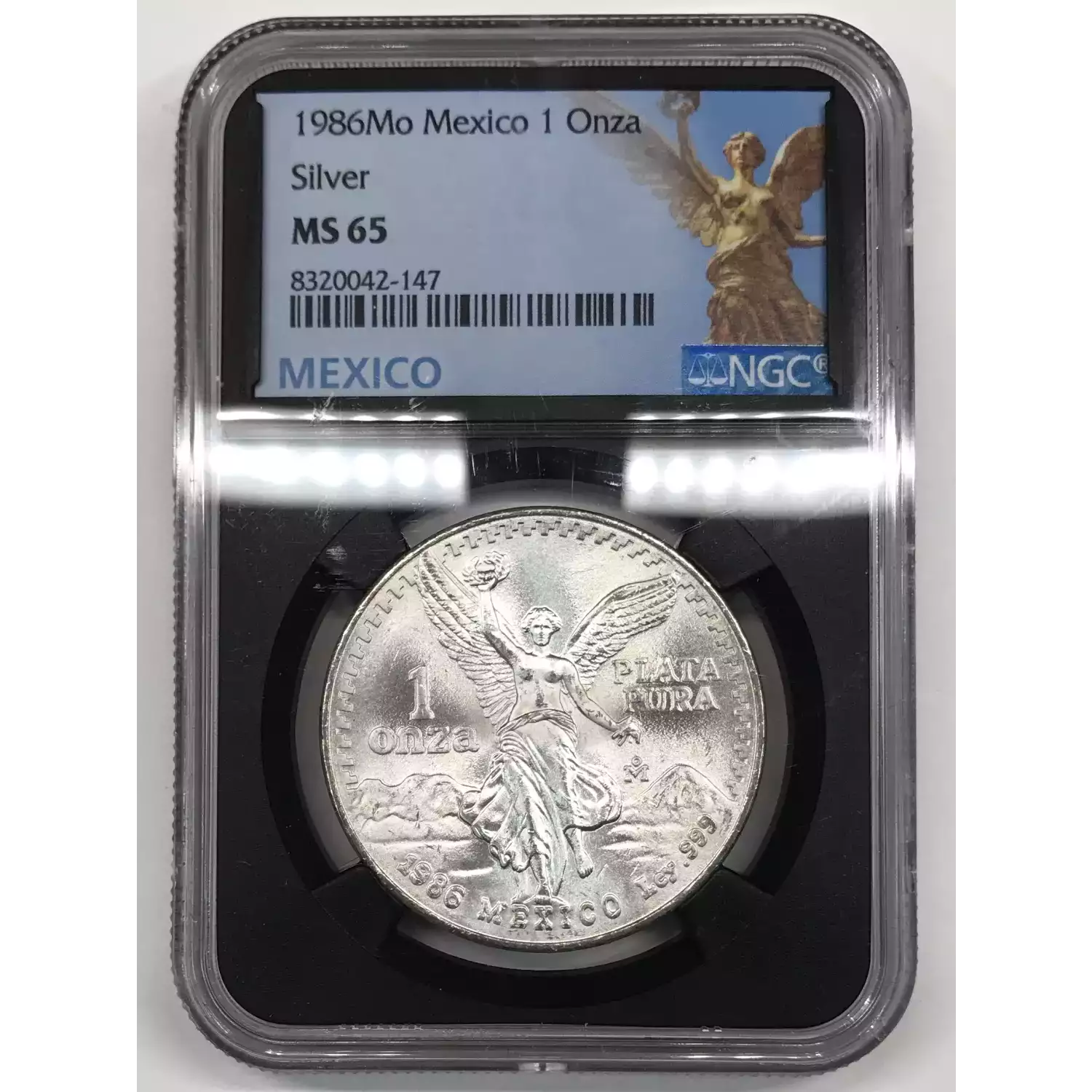 1986-Mo Mexico 1 oz Silver Libertad Onza NGC MS-65 Silver - Old