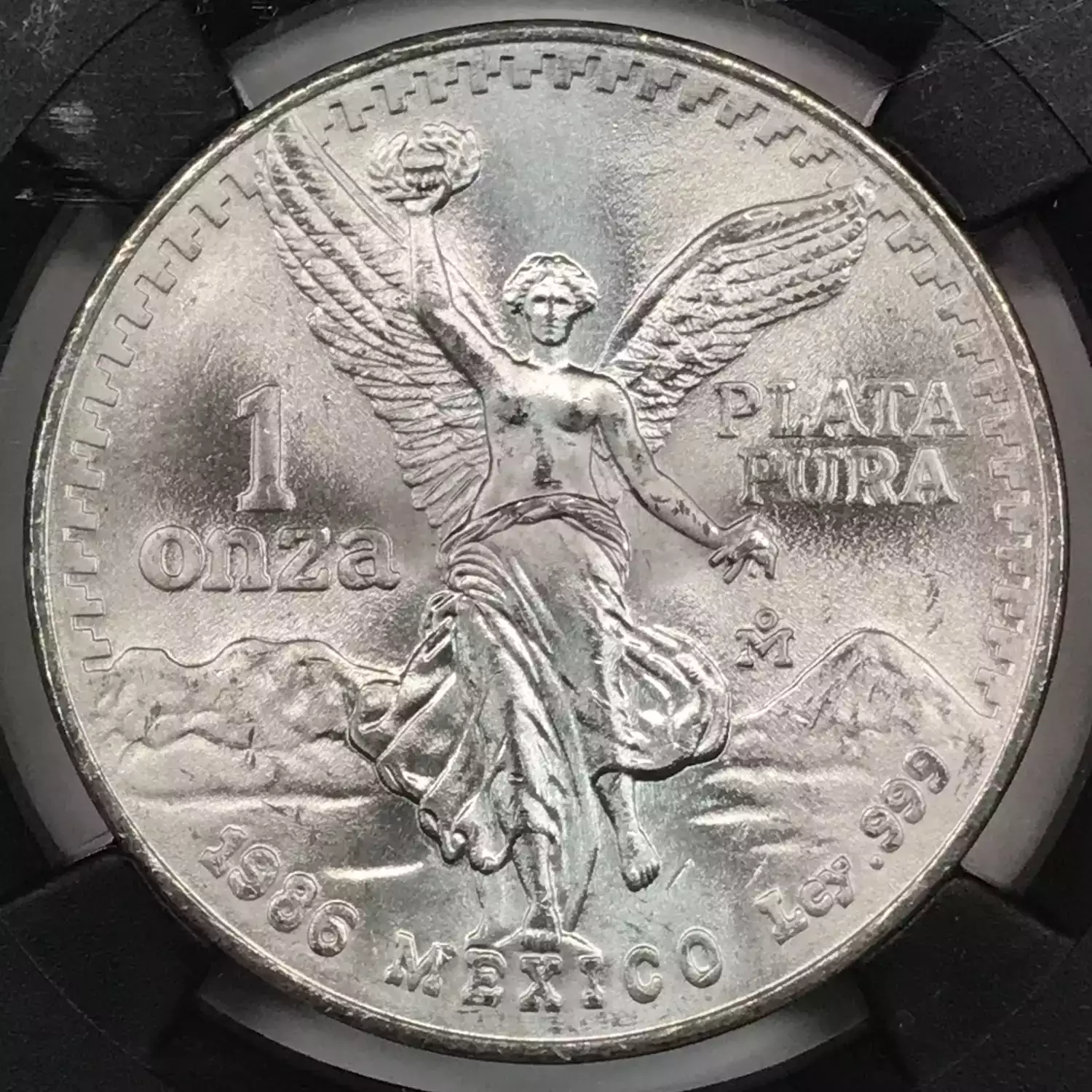 1986-Mo Mexico 1 oz Silver Libertad Onza NGC MS-65 Silver - Old