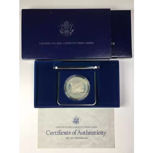 1987-S Constitution Bicentennial Proof Silver Dollar w US Mint OGP - Box & COA