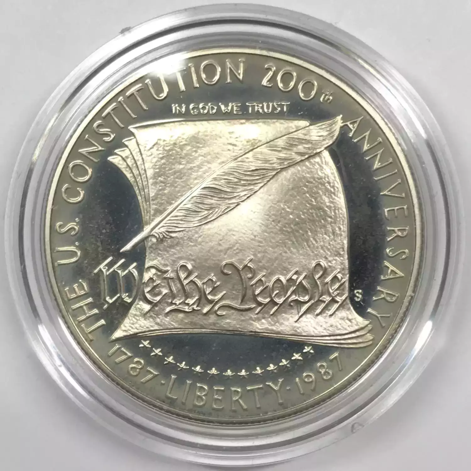 1987-S Constitution Bicentennial Proof Silver Dollar w US Mint OGP - Box & COA