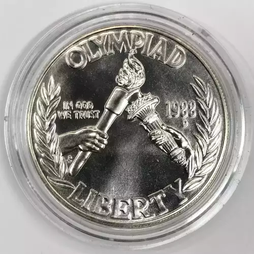 1988-D Seoul Olympic Uncirculated Silver Dollar w US Mint OGP - Box & COA