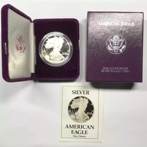 1988-S Proof Silver Eagle w OGP - Box & COA