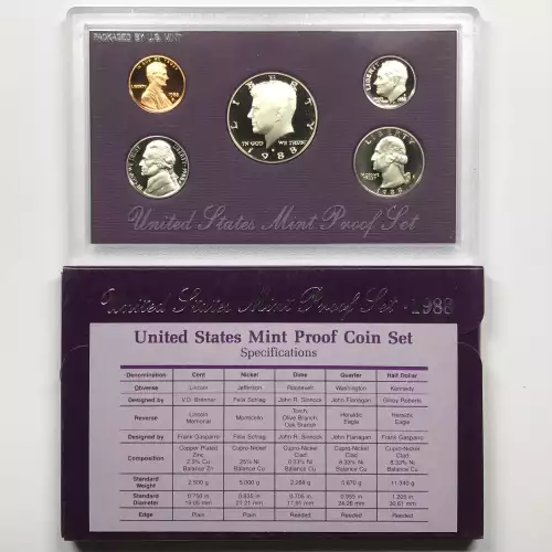 1988 US Mint Proof Set w OGP - Box & COA