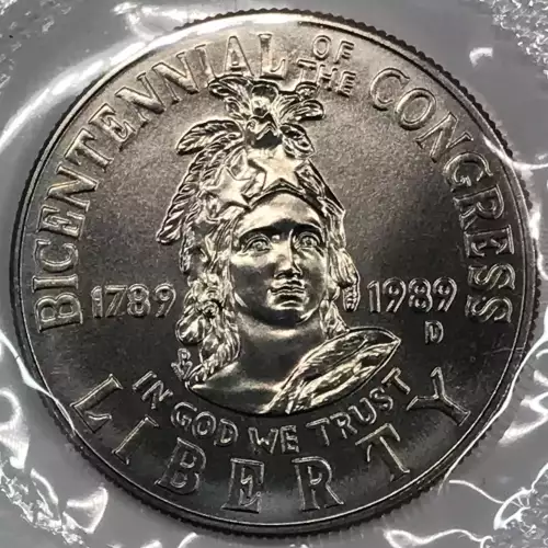 1989-D Congress Bicentennial Uncirculated Clad Half Dollar w US Mint OGP & COA  (2)