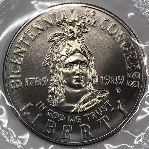 1989-D Congress Bicentennial Uncirculated Clad Half Dollar w US Mint OGP & COA 