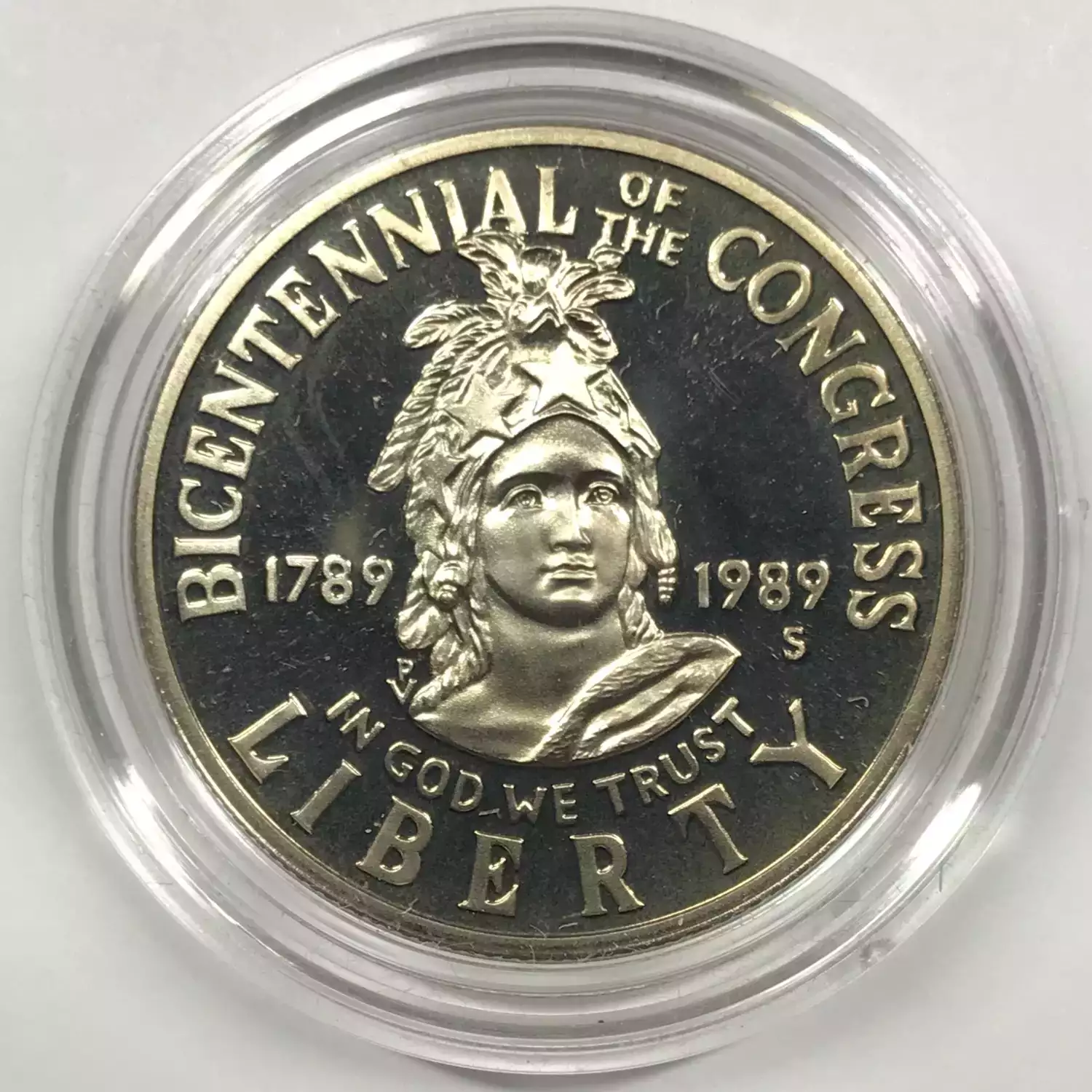 1989-S Congress Bicentennial Two-Coin Proof Set Silver Dollar & Clad Half w OGP