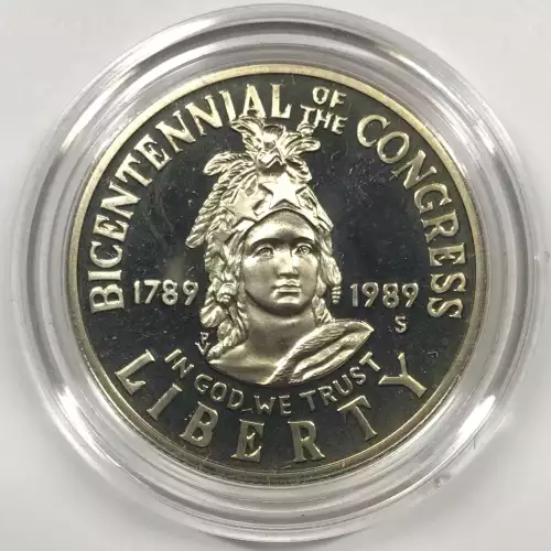 1989-S Congress Bicentennial Two-Coin Proof Set Silver Dollar & Clad Half w OGP
