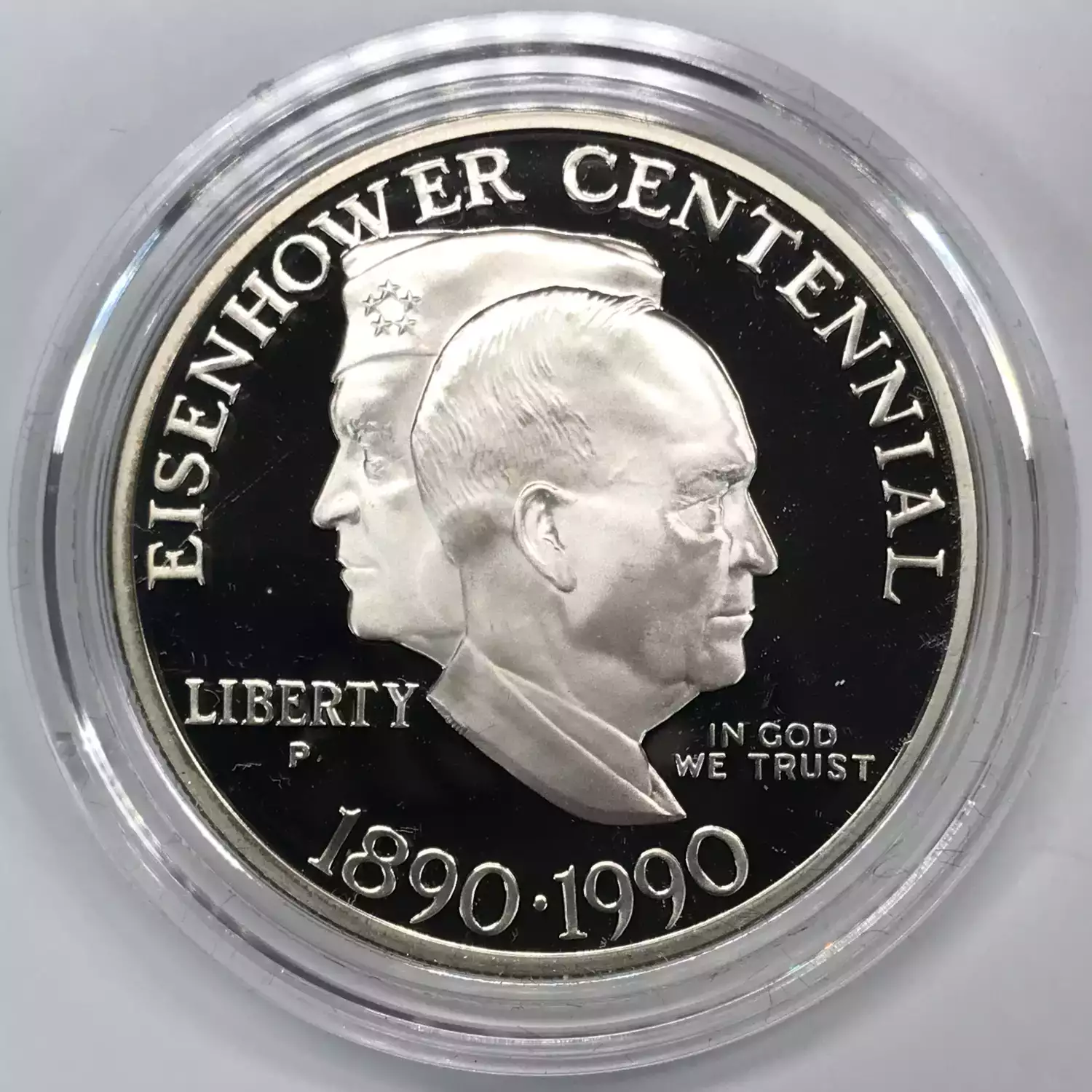 1990-P Eisenhower Centennial Proof Silver Dollar w US Mint OGP - Box & COA