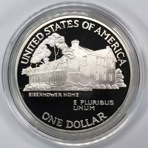 1990-P Eisenhower Centennial Proof Silver Dollar w US Mint OGP - Box & COA