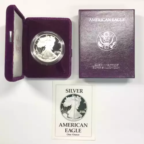 1990-S Proof Silver Eagle w OGP - Box & COA