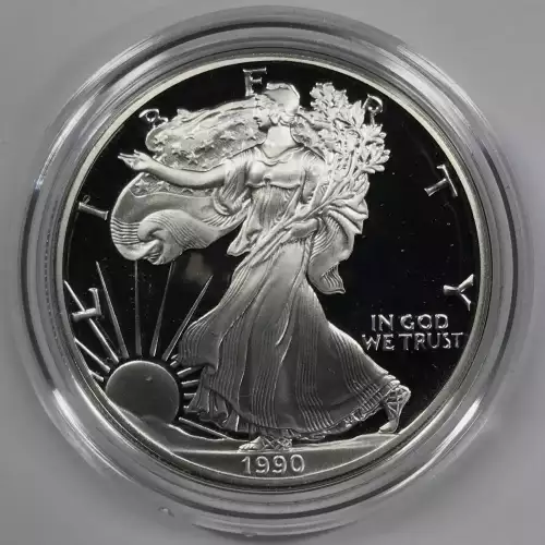 1990-S Proof Silver Eagle w OGP - Box & COA