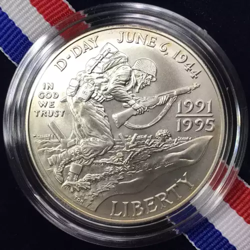 1991-1995-D World War II 50th Anniversary Uncirculated Silver Dollar US Mint OGP