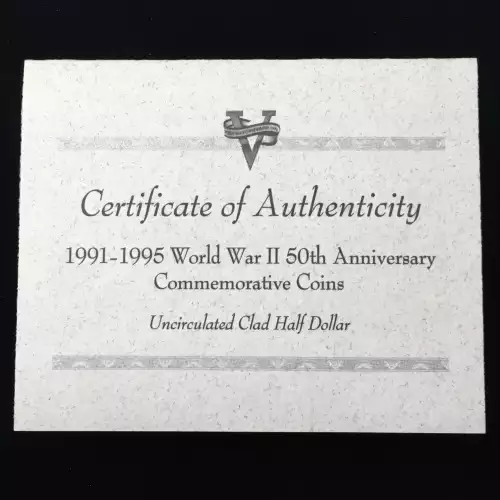 1991-1995-P World War II - Uncirculated Half Dollar - Box & COA
