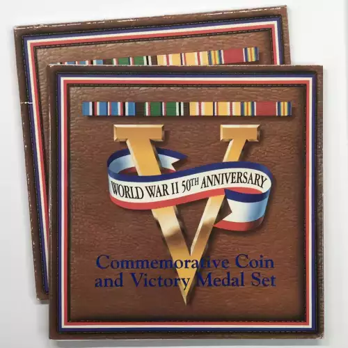 1991-1995 World War II Coin & Victory Medal Set - Uncirculated Clad Half Dollar
