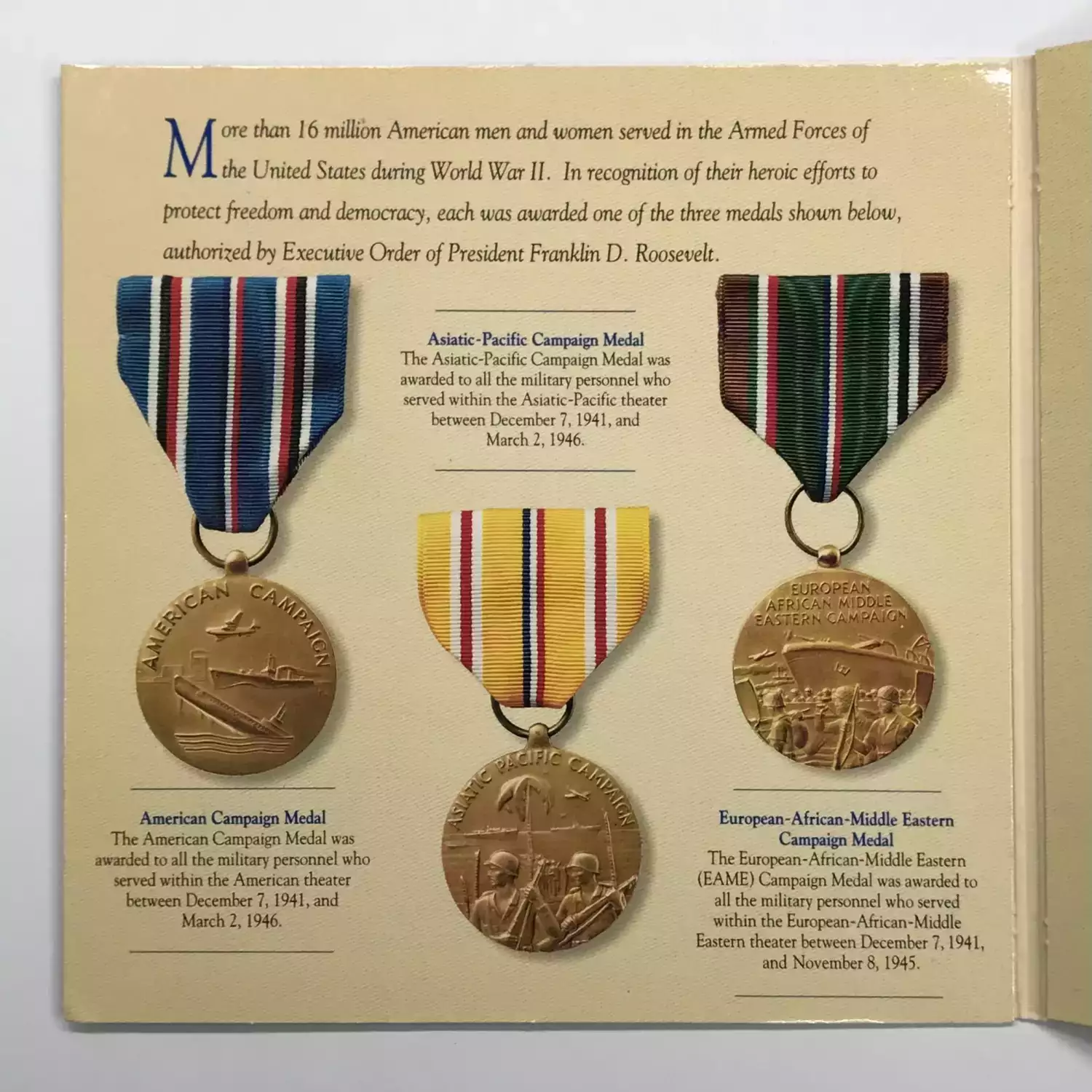 1991-1995 World War II Coin & Victory Medal Set - Uncirculated Clad Half Dollar (6)