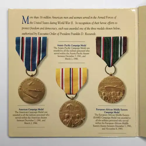 1991-1995 World War II Coin & Victory Medal Set - Uncirculated Clad Half Dollar (6)