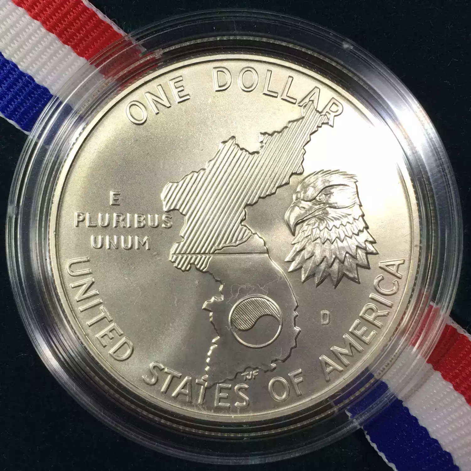 1991-D Korean War Memorial Uncirculated Silver Dollar w US Mint OGP - Box & COA