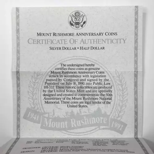 1991 Mount Rushmore Two-Coin Proof Set w US Mint OGP - Box & COA (7)