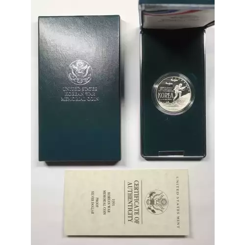 1991-P Korean War Memorial Proof Silver Dollar w US Mint OGP - Box & COA (7)