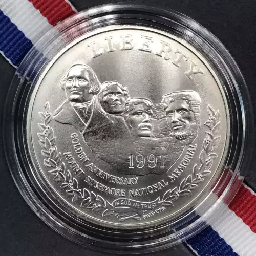 1991-P Mount Rushmore Uncirculated Silver Dollar w US Mint OGP - Box & COA (5)