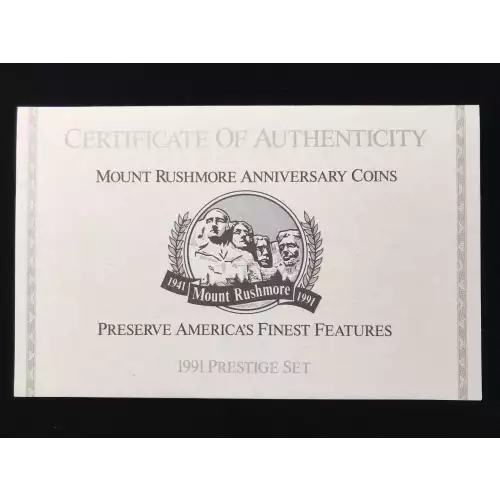 1991 Prestige Proof Set w US Mint OGP Box & COA