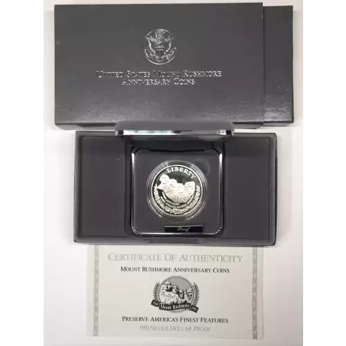1991-S Mount Rushmore Proof Silver Dollar w US Mint OGP - Box & COA
