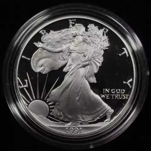 1991-S Proof Silver Eagle w OGP - Box & COA