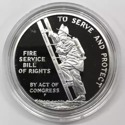 1992 Ben Franklin Firefighters 1 oz Proof Silver Medal w US Mint OGP Box & COA (3)