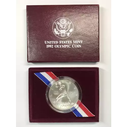 1992-D Olympic Baseball Uncirculated Silver Dollar w US Mint OGP - Box & COA