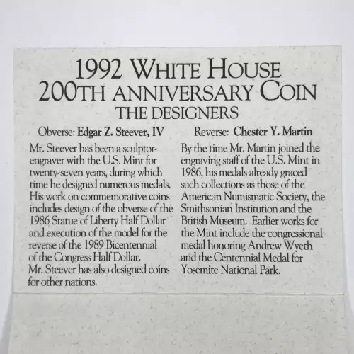 1992-D White House 200th Anniversary Uncirculated Silver Dollar w OGP Box & COA (5)