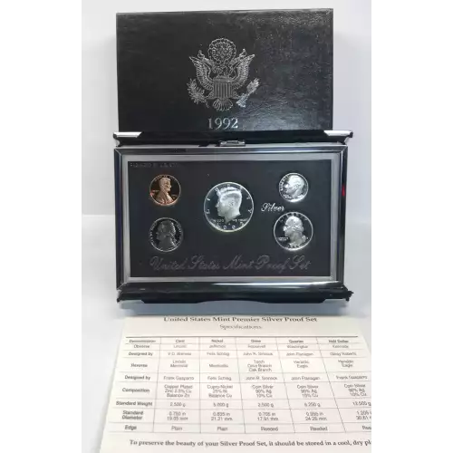 1992-S Premier Silver Proof Set w US Mint OGP - Box & COA