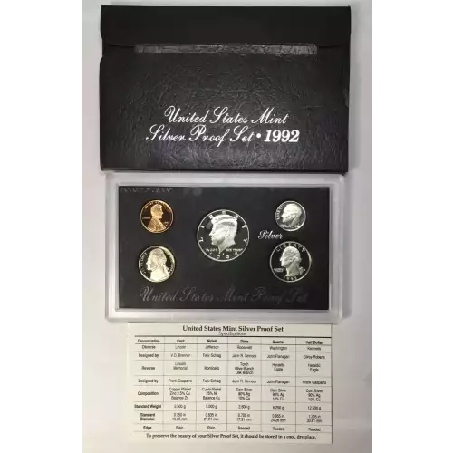 1992-S US Mint Silver Proof Set w OGP - Box & COA