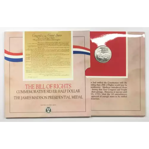 1993 Bill of Rights Silver Half Dollar & James Madison Medal Set w US Mint OGP