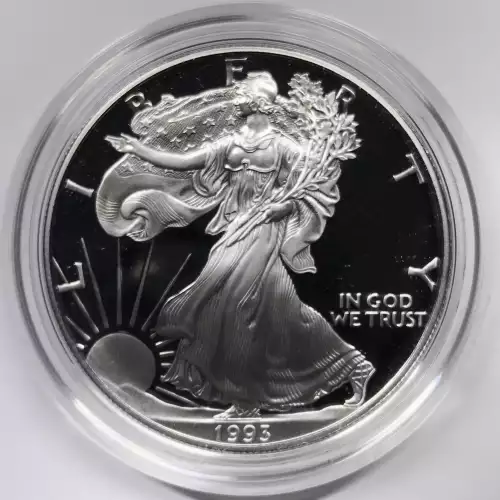 1993-P Proof Silver Eagle w OGP - Box & COA