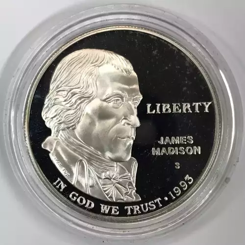 1993-S Bill of Rights James Madison Proof Silver Dollar - Coin Only