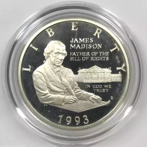 1993-S Bill of Rights James Madison Proof Silver Half Dollar w US Mint Box & COA (2)