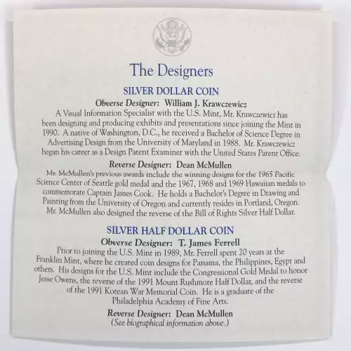 1993-S Bill of Rights Two-Coin Proof Set Silver Dollar & Half US Mint Box & COA (8)