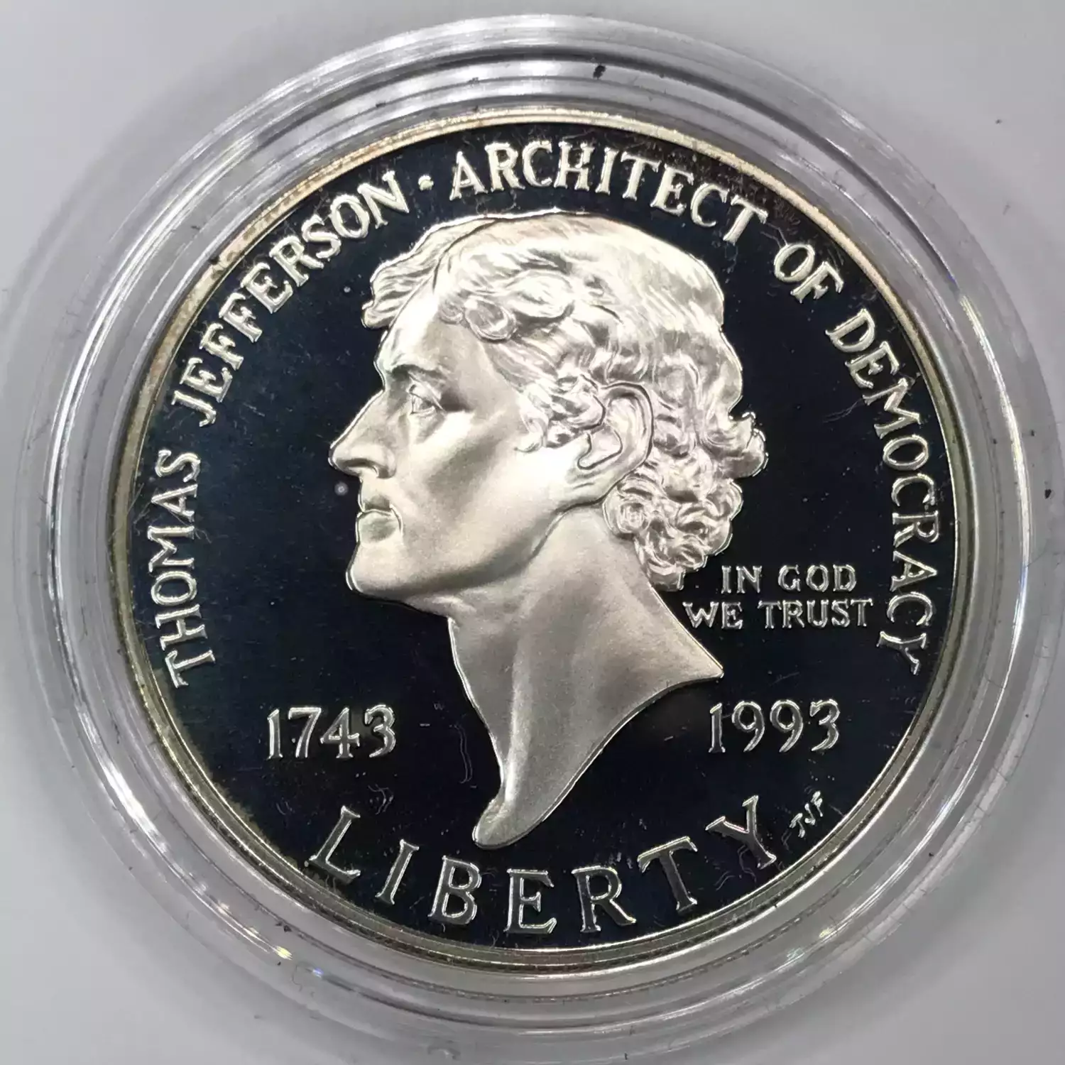 1993-S Thomas Jefferson 250th Anniversary Proof Silver Dollar US Mint Box & COA (3)