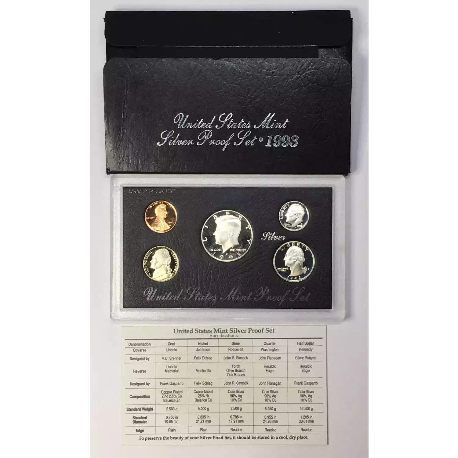 1993-S US Mint Silver Proof Set w OGP - Box & COA